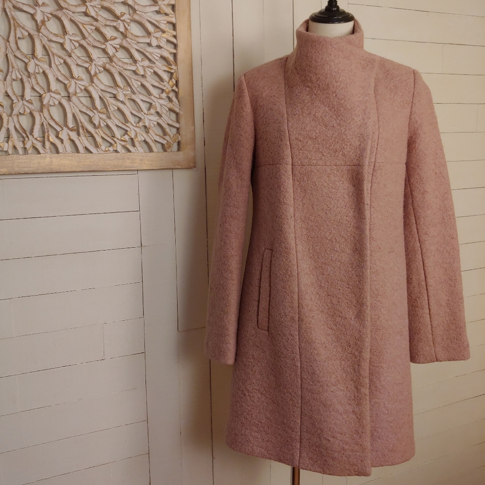 Kenneth Cole Blush Asymmetrical Bouclé Walker Coat Size XS